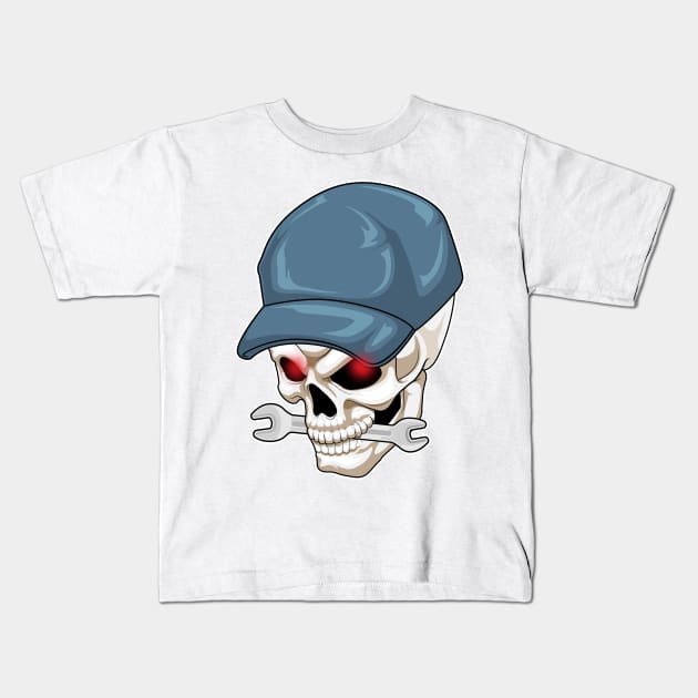 Skull Craftsman Wrench Kids T-Shirt by Markus Schnabel